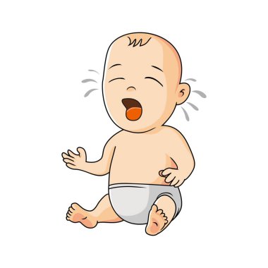 Sevimli bebek ağlayan çizgi film tasarımı.