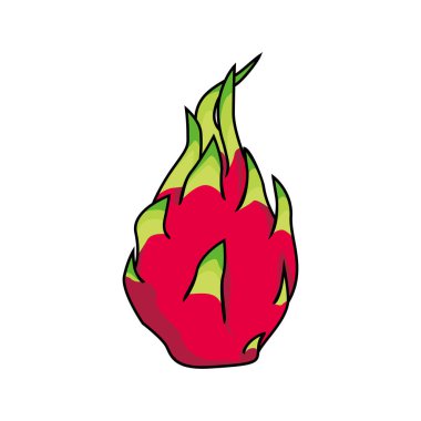 Renkli ejderha meyvesi çizgi film tasarımı.