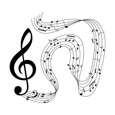 Modern müzik notası siluet tasarımı. 