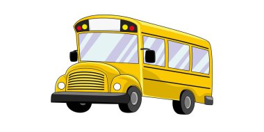Okul otobüsü çizgi film tasarımı. okul öğesine geri dön.