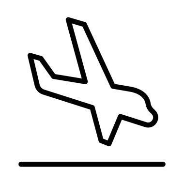 İnce çizgi üzerinde uçak iniş simgesi