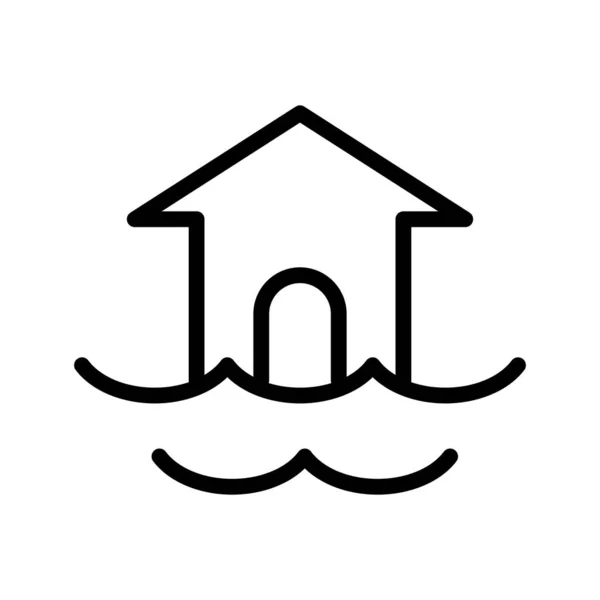 Icône Inondation Ligne Mince Stye — Image vectorielle