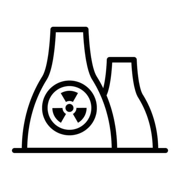 Icono Planta Energía Nuclear Stye Línea Fina — Archivo Imágenes Vectoriales