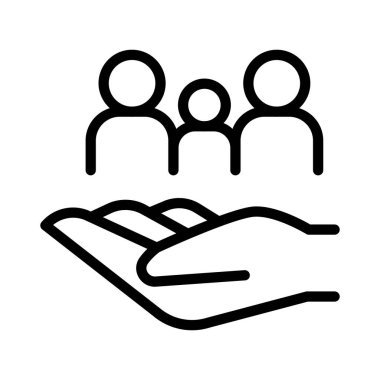 Aile sigorta simgesi ince çizgi şeklinde