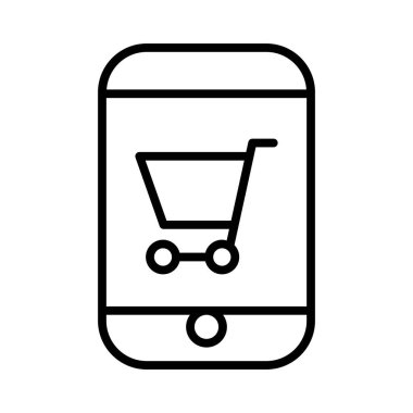 İnce çizgi biçiminde mobil alışveriş simgesi