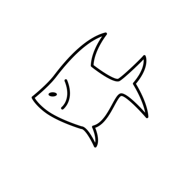 Angelfish Icoon Dunne Lijn Stijl — Stockvector