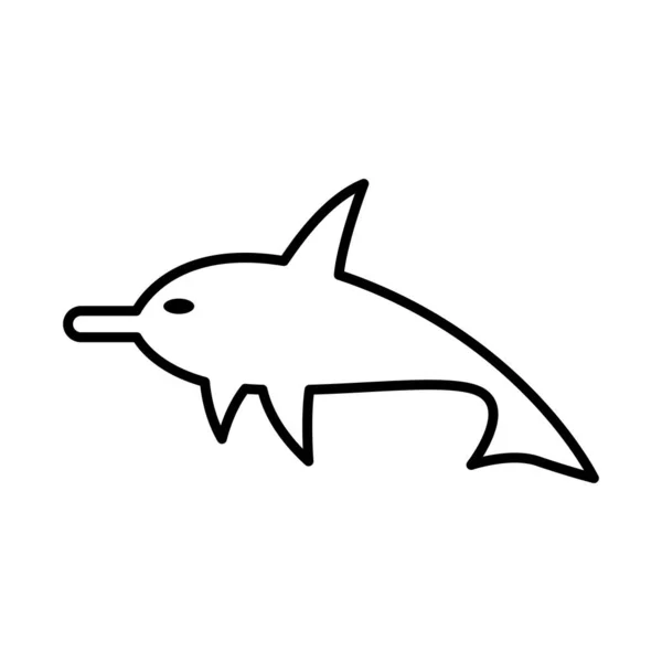 Dolfijn Icoon Dunne Lijn Stijl — Stockvector