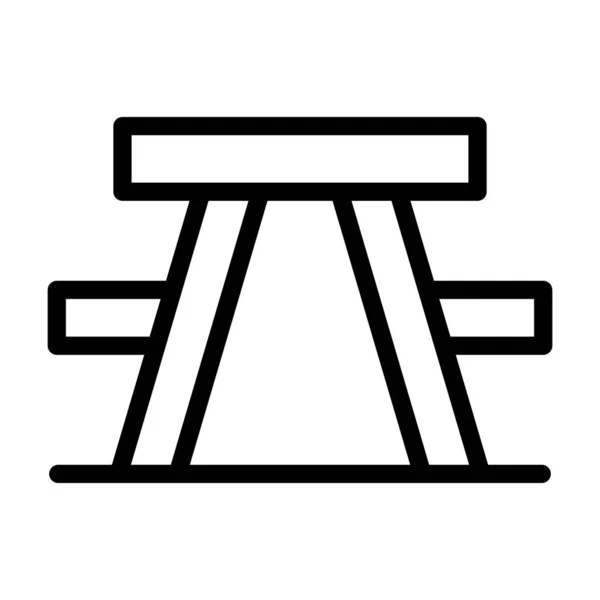 Ikona Stołu Piknikowego Stylu Cienkiej Linii — Wektor stockowy