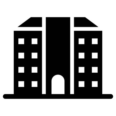 Düz simge biçiminde bir otel simgesi