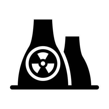 Düz simge biçiminde nükleer enerji santrali simgesi