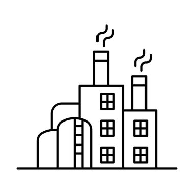 İnce çizgi biçimli vektör illüstrasyon grafik tasarımı içerisindeki fabrika inşa simgesi