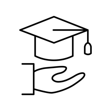 İnce çizgi biçim vektör illüstrasyon grafik tasarımında mezuniyet simgesi