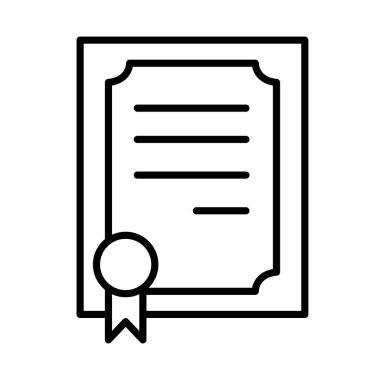 Sertifika, ince çizgi biçimli vektör çizimi grafik tasarımı ikonu