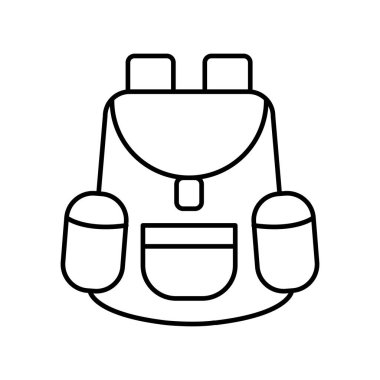 İnce çizgi biçimi vektör çizimi grafik tasarımı ile sırt çantası simgesi
