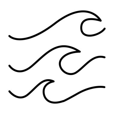 Dalga, ince çizgi biçimli deniz ikonu, vektör çizimi grafik tasarımı