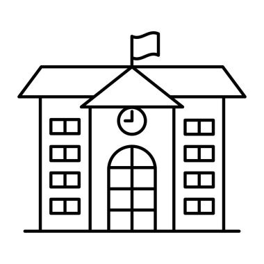 İnce çizgi biçim vektör çizimi grafik tasarımında okul simgesi