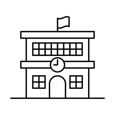 İnce çizgi biçim vektör çizimi grafik tasarımında okul simgesi