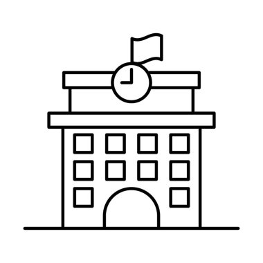 İnce çizgi biçim vektör çizimi grafik tasarımında okul simgesi