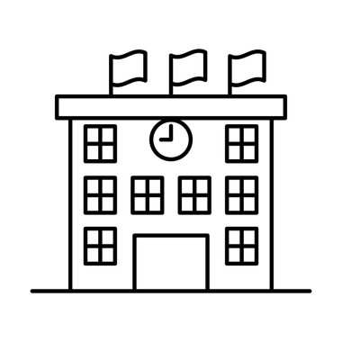 İnce çizgi biçim vektör çizimi grafik tasarımında okul simgesi