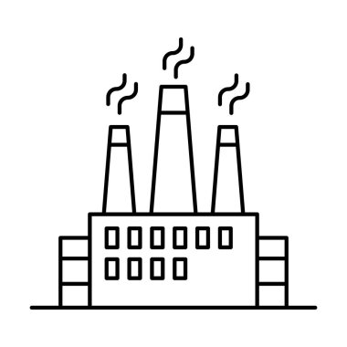 İnce çizgi biçimli vektör illüstrasyon grafik tasarımı içerisindeki fabrika inşa simgesi
