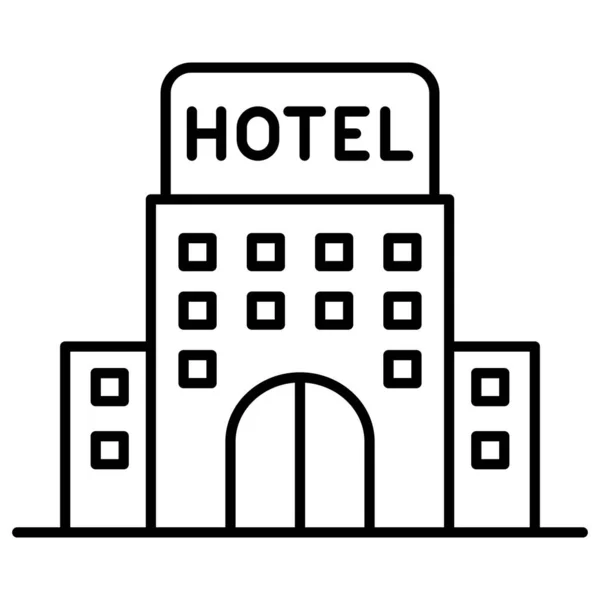 Hotel Icoon Dunne Lijn Stijl Vector Illustratie Grafisch Ontwerp — Stockvector