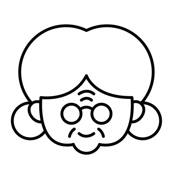 細い線スタイルのベクトルイラストのグラフィックデザインの高齢女性のアイコン — ストックベクタ