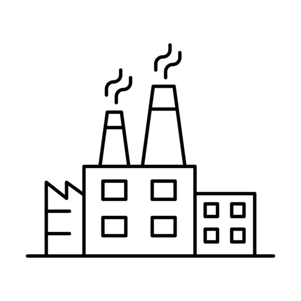 Fabrikgebäude Symbol Dünnen Linien Stil Vektor Illustration Grafik Design — Stockvektor