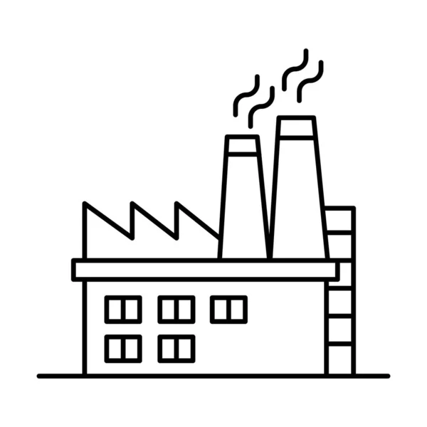 Fabrikgebäude Symbol Dünnen Linien Stil Vektor Illustration Grafik Design — Stockvektor