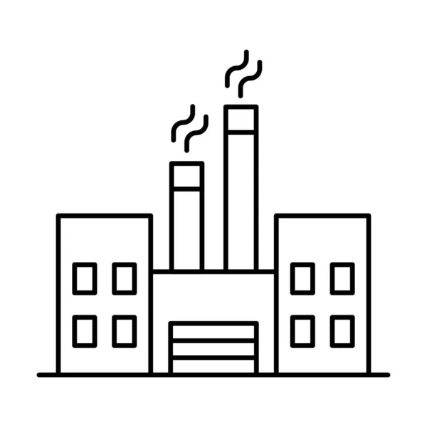 Иконка Здания Завода Стиле Тонкой Линии Векторной Иллюстрации Графический Дизайн — стоковый вектор