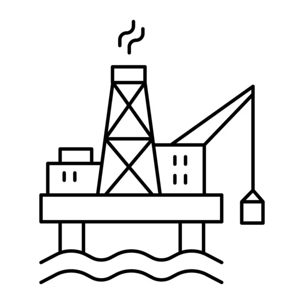 Ölplattform Symbol Dünner Linie Stil Vektor Illustration Grafik Design — Stockvektor
