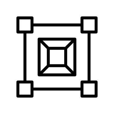 İnce çizgi şeklinde blok zinciri simgesi. Vektör illüstrasyon grafik tasarımı