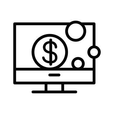 Kripto para birimi simgesi ince çizgi şeklinde. Vektör illüstrasyon grafik tasarımı