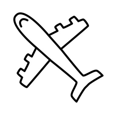 İnce çizgi biçimli uçak ikonu Vektör illüstrasyon grafik tasarımı 