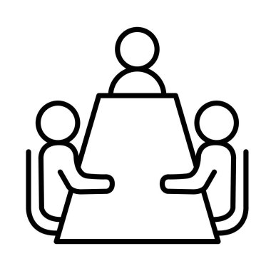 İnce çizgi biçimli vektör illüstrasyon grafik tasarımında iş toplantısı simgesi 