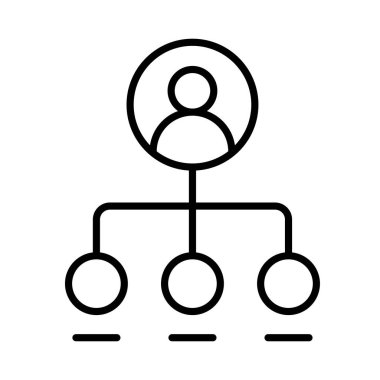 İnce çizgi biçimli vektör illüstrasyon grafik tasarımı ile organizasyon şeması simgesi 