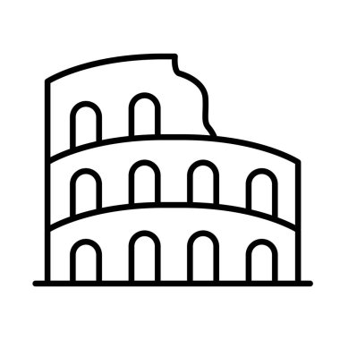 İnce çizgi biçimli Colosseum simgesi, Vector grafik tasarımı 