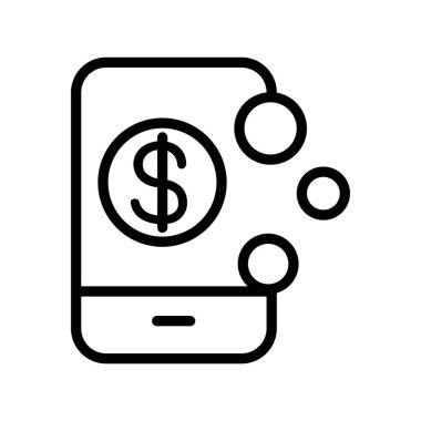 İnternet bankacılığı ikonu ince çizgi şeklinde. Vektör illüstrasyon grafik tasarımı