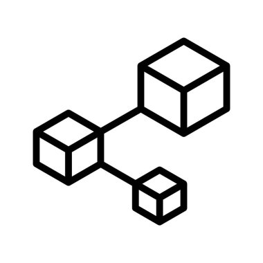 İnce çizgi şeklinde blok zinciri simgesi. Vektör illüstrasyon grafik tasarımı