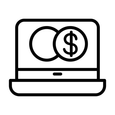 Çevrimiçi yatırım ikonu ince çizgide. Vektör illüstrasyon grafik tasarımı