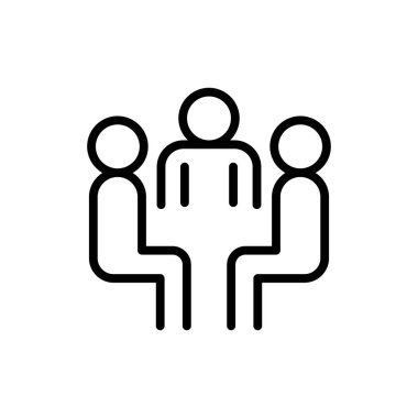 İnsanlar ince çizgi şeklinde ikon oluştururlar. Vektör illüstrasyon grafik tasarımı