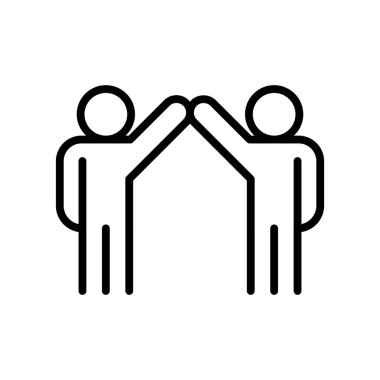 İnsanlar ince çizgi şeklinde ikon oluştururlar. Vektör illüstrasyon grafik tasarımı