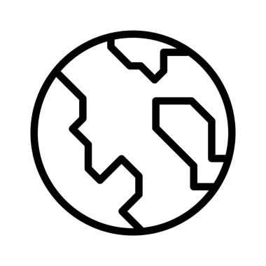 Dünya, dünya ikonu ince çizgi şeklinde. Vektör illüstrasyon grafik tasarımı