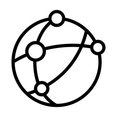 İnce çizgi şeklinde internet iletişim ikonu. Vektör illüstrasyon grafik tasarımı