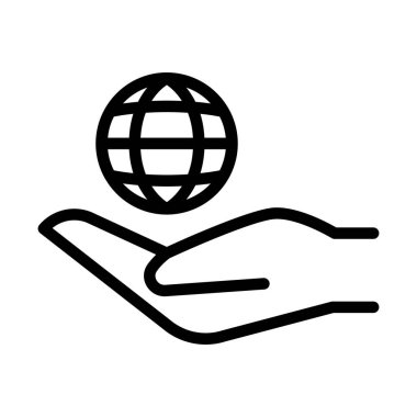 Dünya ikonunu ince çizgi şeklinde kurtar. Vektör illüstrasyon grafik tasarımı