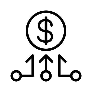 Kripto para birimi simgesi ince çizgi şeklinde. Vektör illüstrasyon grafik tasarımı