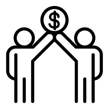 İnce çizgi şeklinde ortak simgesi. Vektör illüstrasyon grafik tasarımı