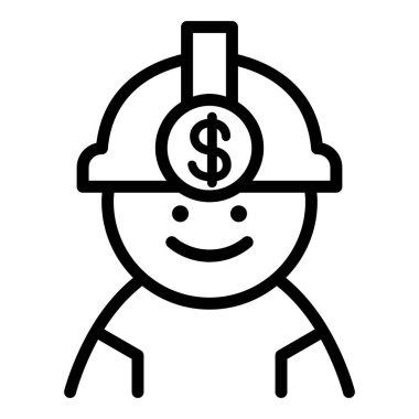 Finans mühendisi imajı ince çizgi şeklinde. Vektör illüstrasyon grafik tasarımı