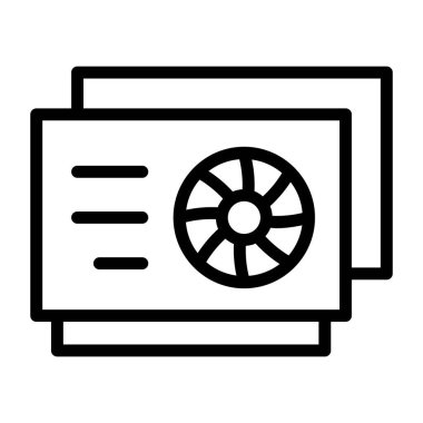 İnce çizgi şeklinde grafiksel kart simgesi. Vektör illüstrasyon grafik tasarımı