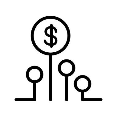 Kripto para birimi simgesi ince çizgi şeklinde. Vektör illüstrasyon grafik tasarımı