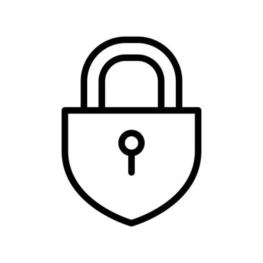 Güvenlik simgesi ince çizgi şeklinde. Vektör illüstrasyon grafik tasarımı